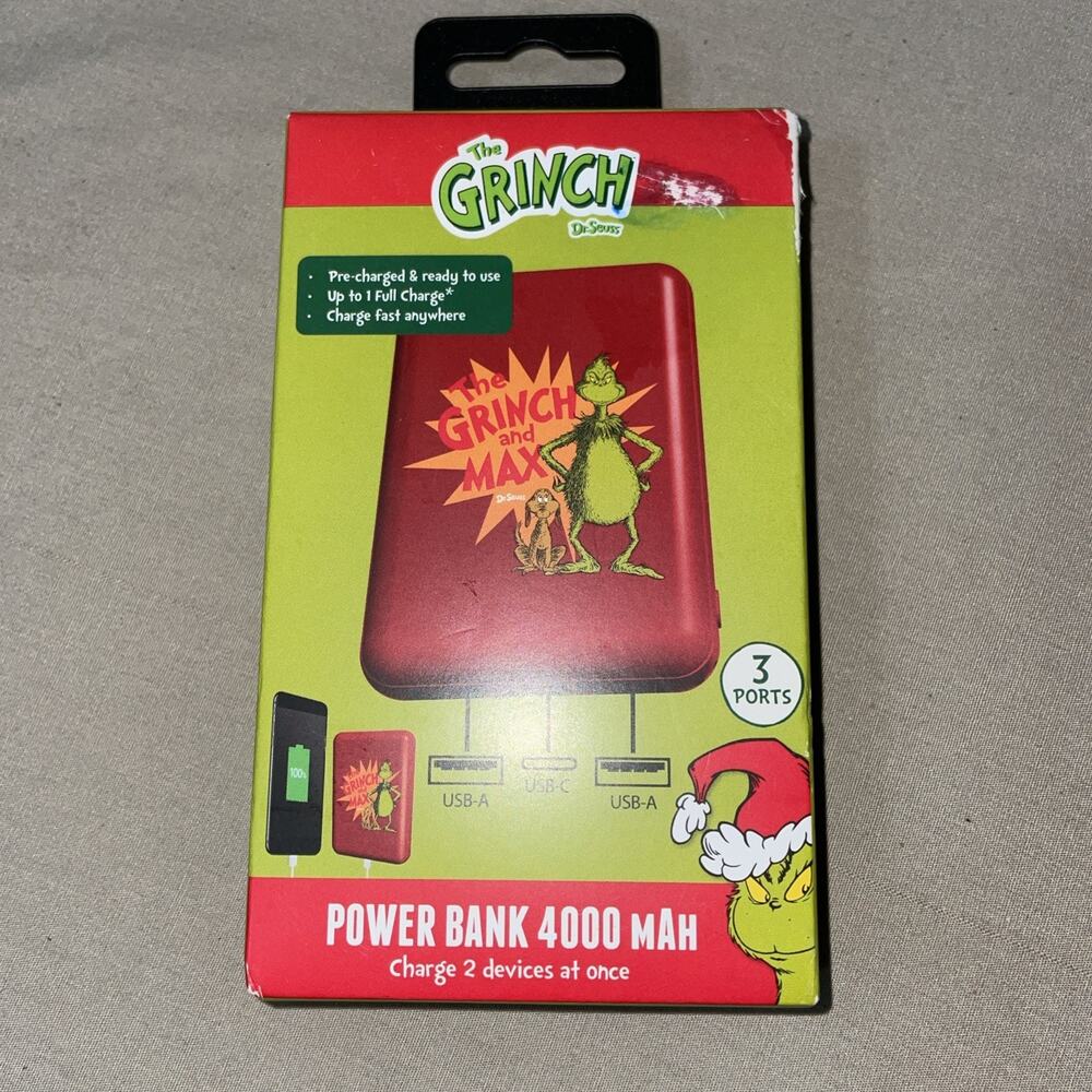 The Grinch Power Bank 4000 Mah Portable Power Bank, 3 Ports